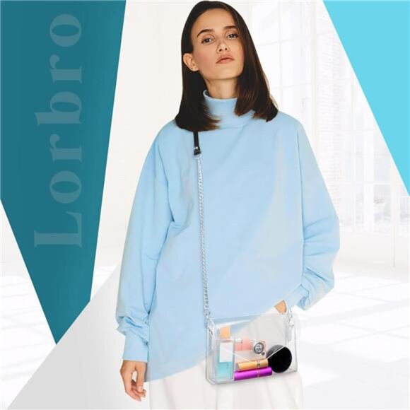 Clear Purse for Women Stadium Approved, Clear Crossbody Bag, PU Material Chain - Picture 2 of 7